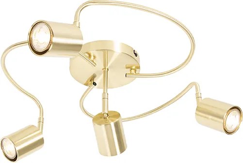 Nowoczesny plafon z reflektorami mosiężny regulowany 4-światła - Java