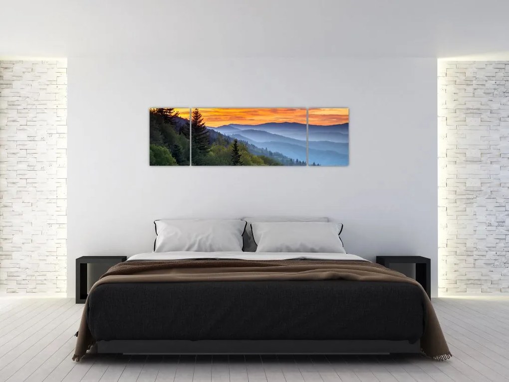 Obraz - Czerwone chmury w górach (170x50 cm)