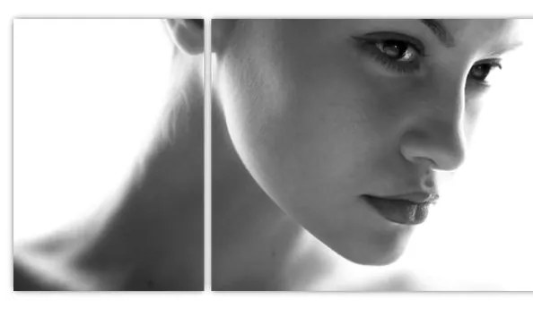 Obraz - czarno - biały portret kobiety (170x50 cm)