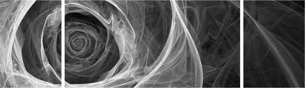 Obraz - Abstrakcyjna róża czarno-biała (170x50 cm)