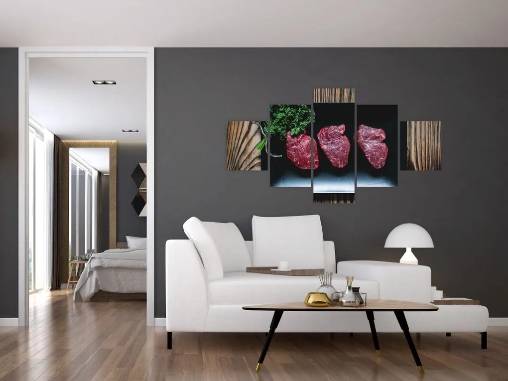 Obraz mięsa na talerzu (125x70 cm)