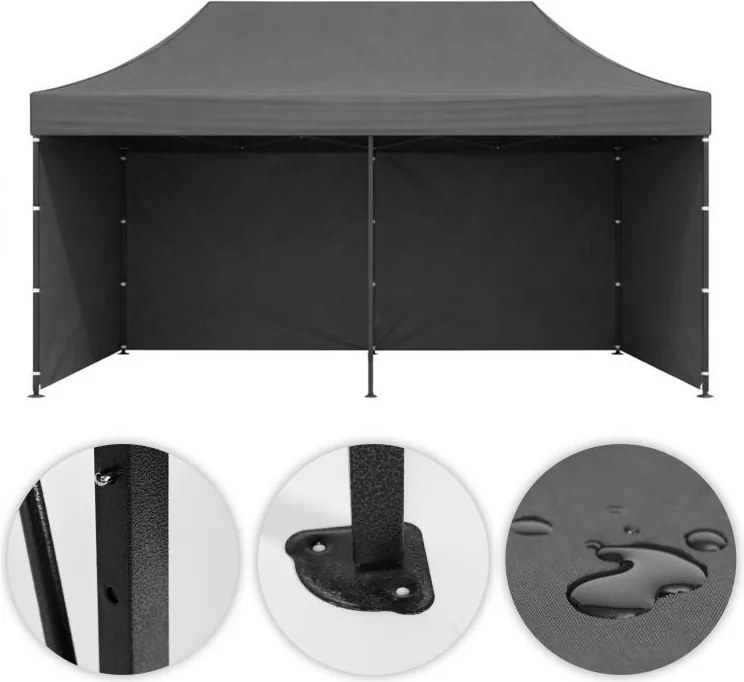 Pawilon ogrodowy 6x3 m szary FGC4 - namiot eventowy automatyczny, regulowana wysokość