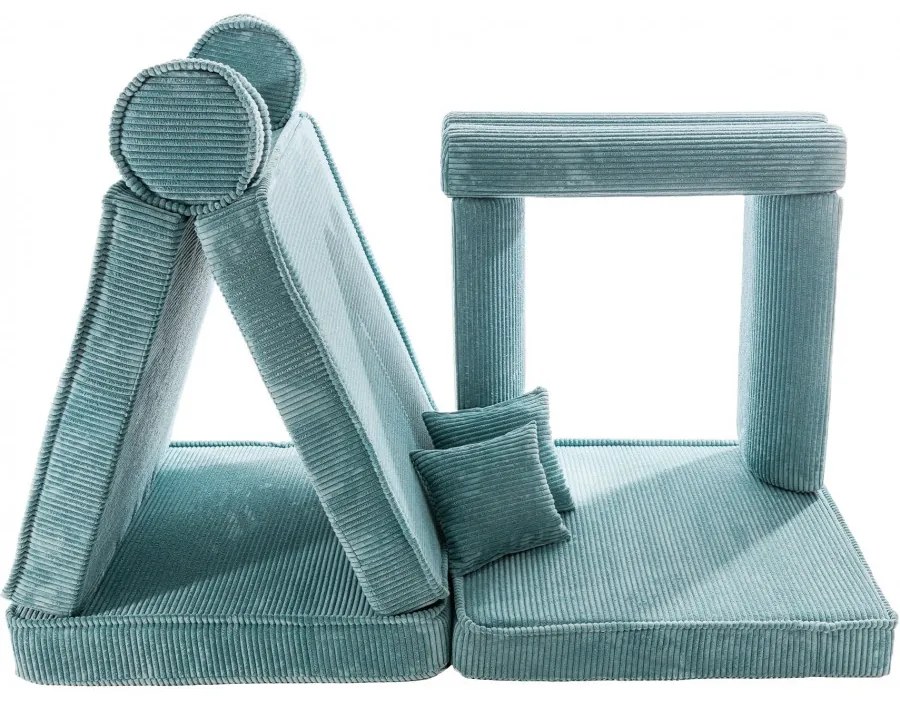 Aesthetic sztruksowa sofa dziecięca, turkusowa - meowbaby®