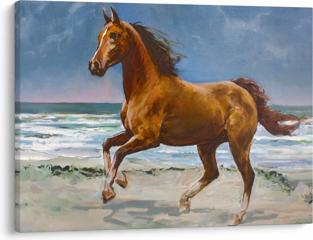 Obraz konia na plaży (70x50 cm)