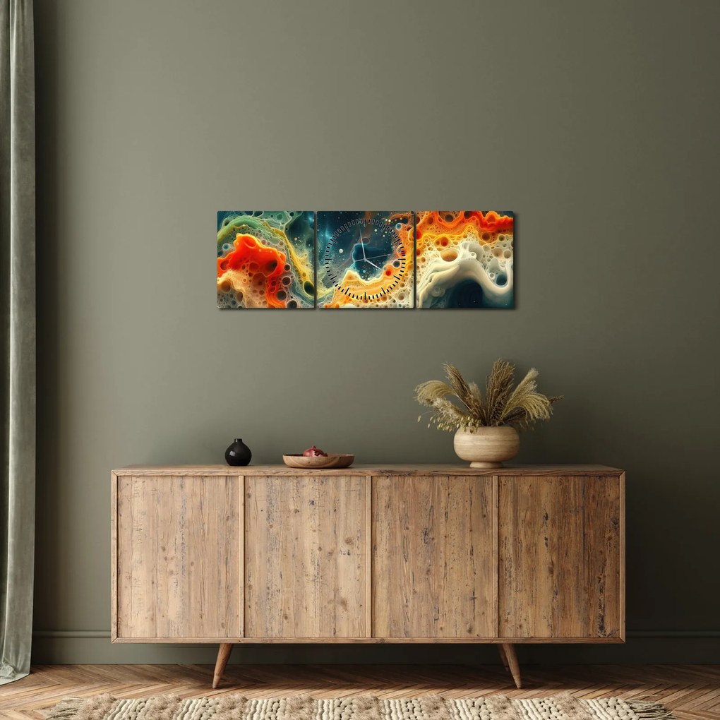 Obraz - Nowoczesna abstrakcja (z zegarem) (90x30 cm)
