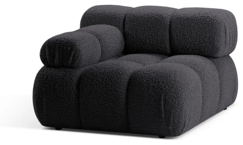 Antracytowy moduł sofy z materiału bouclé (lewostronny) Bellis – Micadoni Home