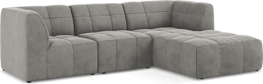 Szary aksamitny narożnik (prawostronny/z szezlongiem) Aloha – Makamii