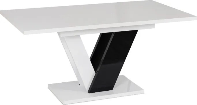 Stół Prostokątny Rozkładany CLARK 120-160 cm Czarny/Biały Połysk Glamour