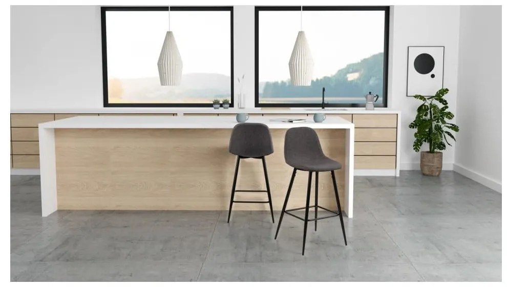 Szare tapicerowane hokery zestaw 2 szt. (wysokość siedziska 65 cm) Wilma – Actona