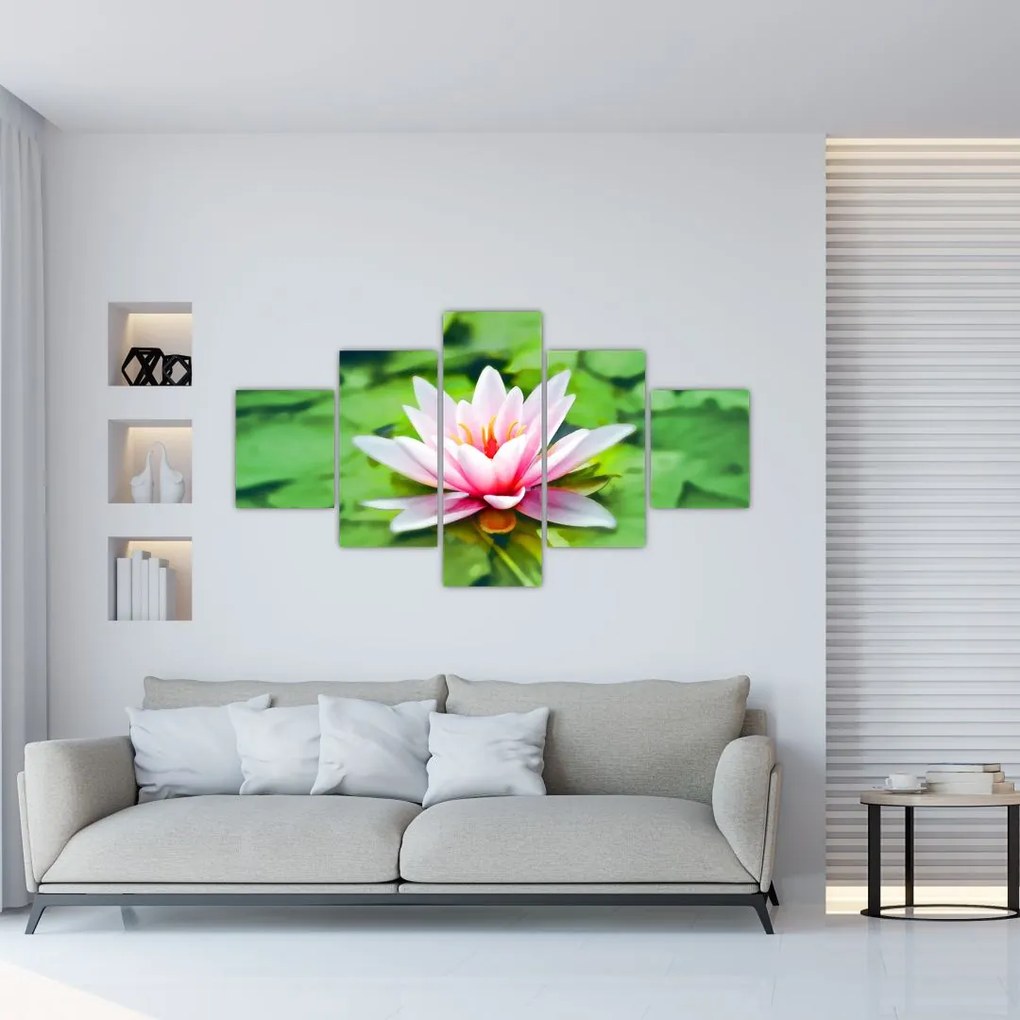 Obraz lilii wodnej na powierzchni (125x70 cm)