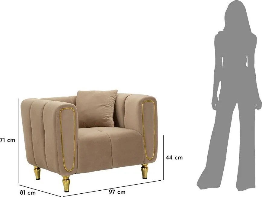 Szarobrązowy aksamitny fotel Alma – Mauro Ferretti