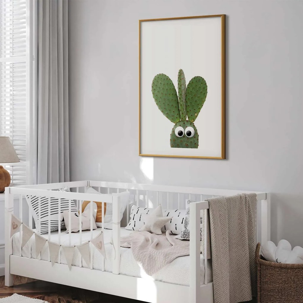 Plakat Uszaty kaktus 21x30 cm z ramą złotą z marginesem ARTGEIST B