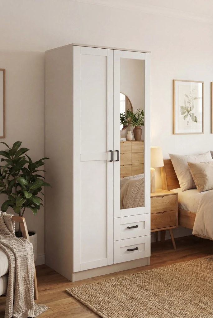 Szafa uchylna z lustrem i szufladami kaszmir + biały Z4-S55