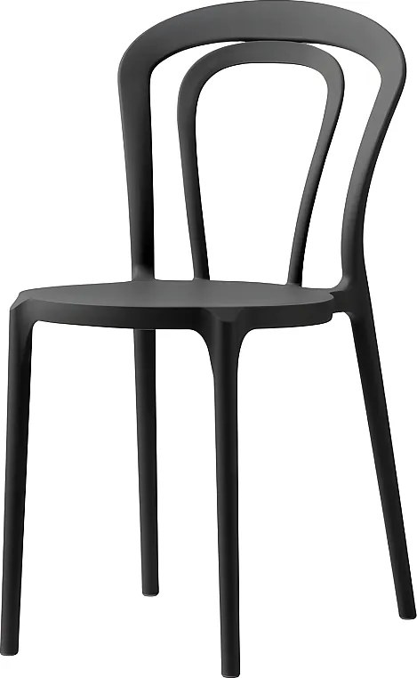 Zestaw 2 nowoczesnych czarnych krzeseł "Caffè" z polipropylenu, sztaplowanych, do użytku wewnątrz i na zewnątrz, cm 53x53 83h