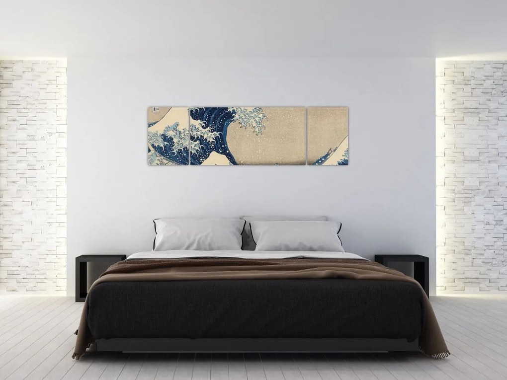 Obraz - Katsushika Hokusai, Under the Wave off Kanagawa, reprodukcje (170x50 cm)