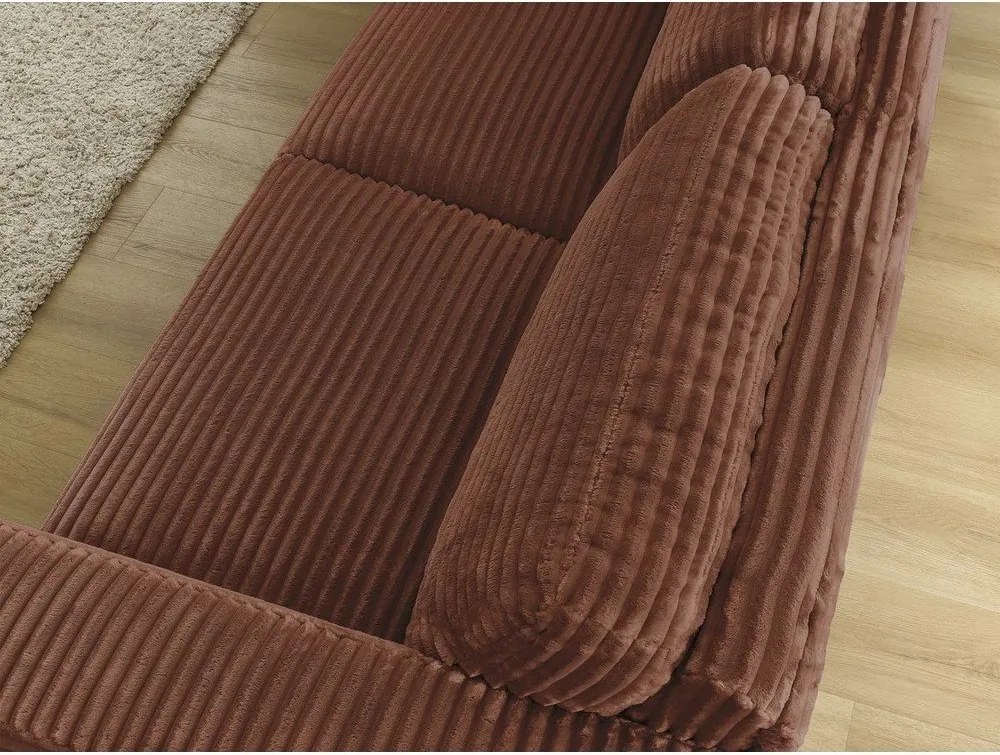 Pomarańczowa sztruksowa rozkładana sofa do spania 240 cm Hugo – Bobochic Paris