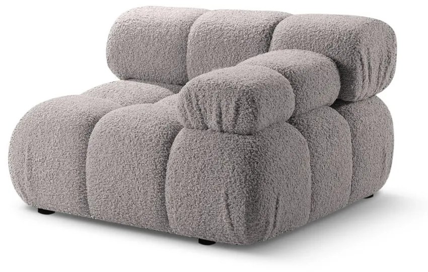 Jasnoszary moduł sofy z materiału bouclé (prawostronny) Bellis – Micadoni Home