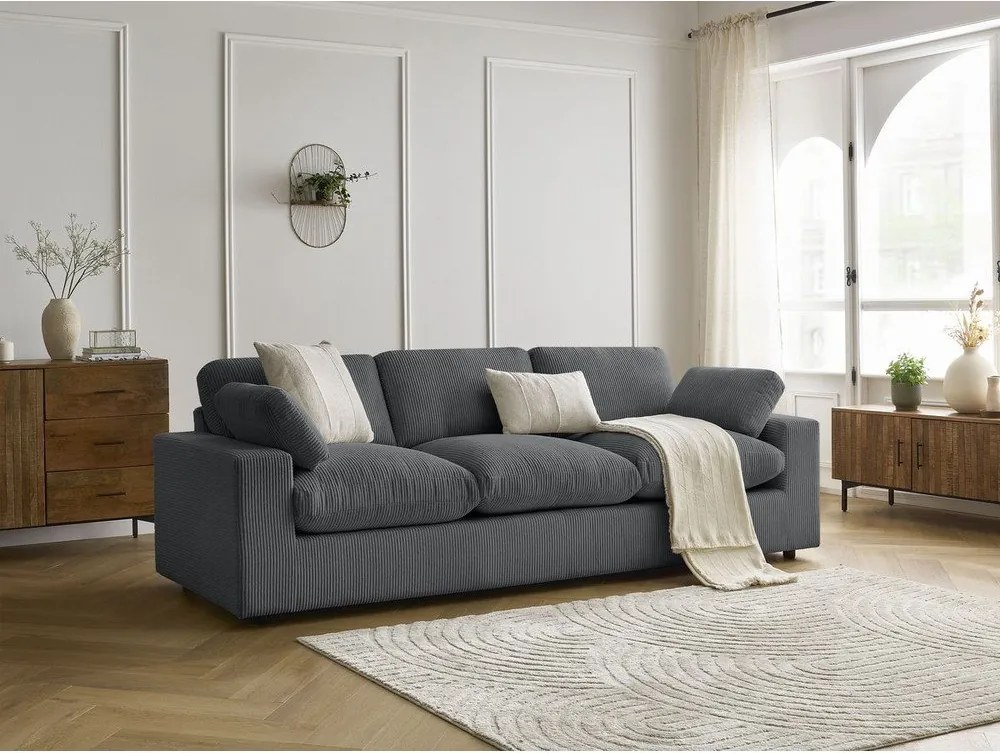 Ciemnoszara sztruksowa sofa 250 cm Belair – Bobochic Paris