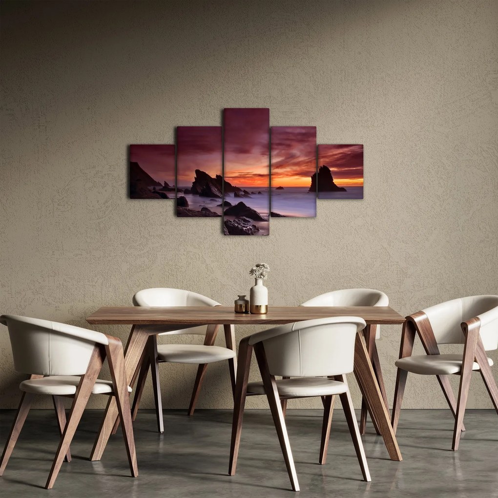 Obraz zachodu słońca na wybrzeżu (125x70 cm)