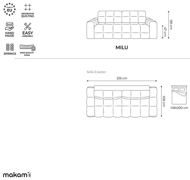 Jasnobrązowa rozkładana sofa z materiału bouclé 255 cm Milu – Makamii