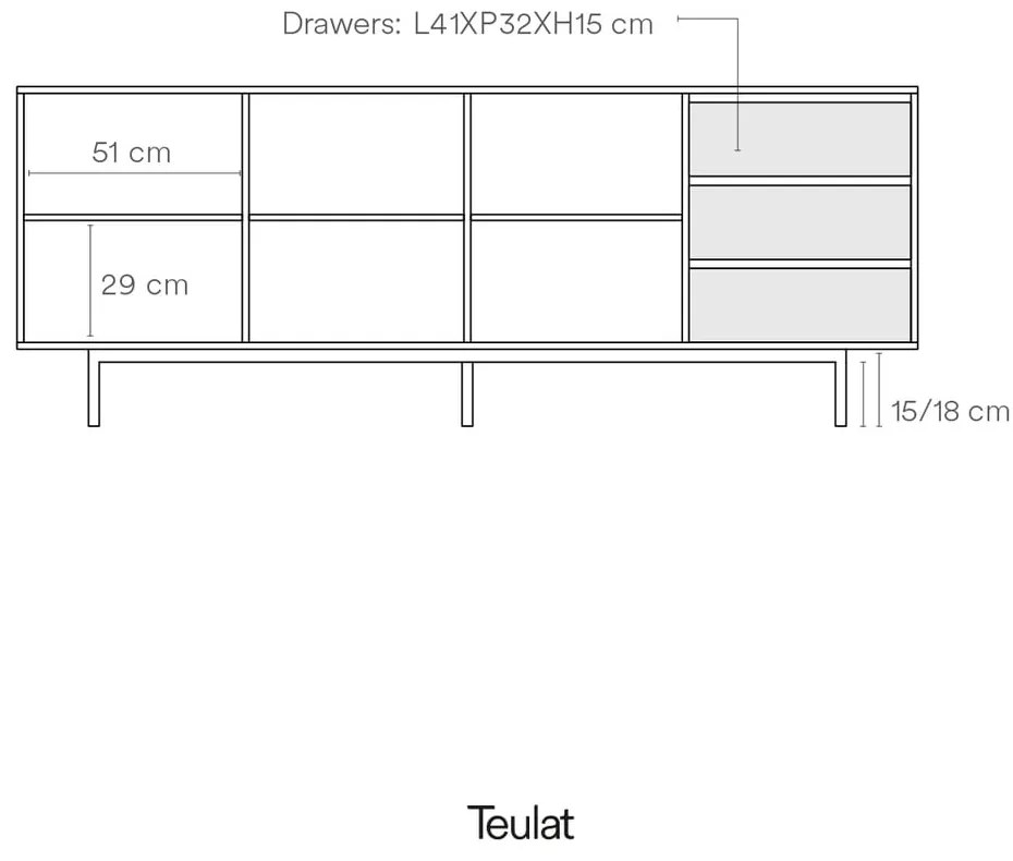 Szara niska komoda 211x80 cm Sierra – Teulat