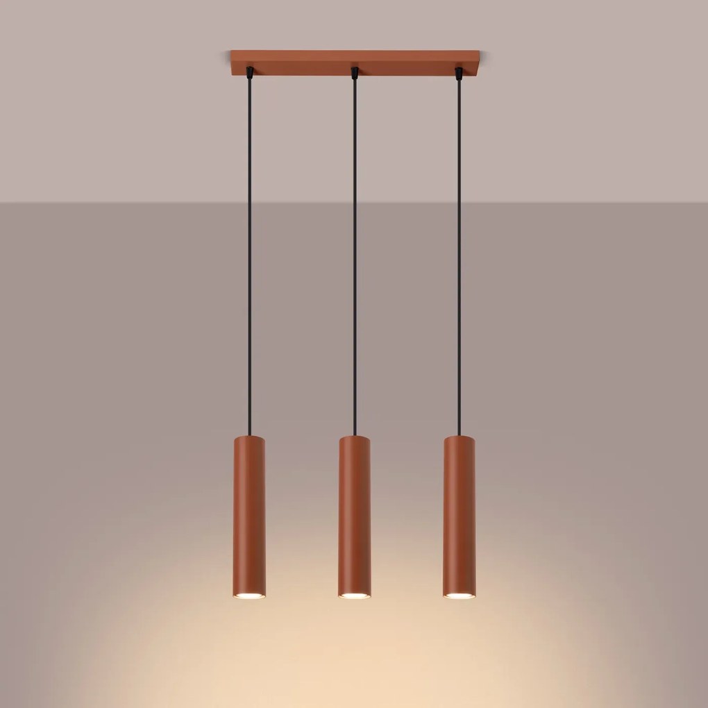 Lampa wisząca LAGOS 3L ochra czerwona SOLLUX  LIGHTING