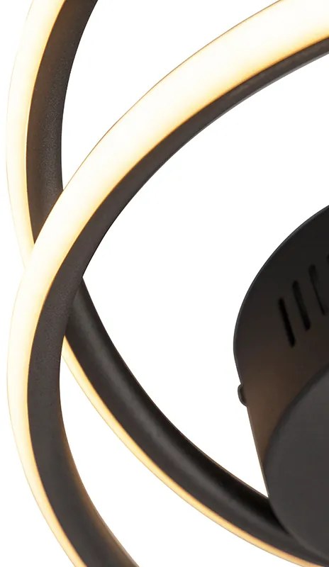 Designerska lampa sufitowa czarna z wbudowaną diodą LED o 3 stopniach ściemniania - RowanDesignerski Oswietlenie wewnetrzne