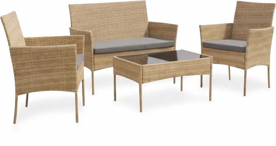 Zestaw mebli ogrodowych - sofa fotele i stolik Natal 010 naturalny