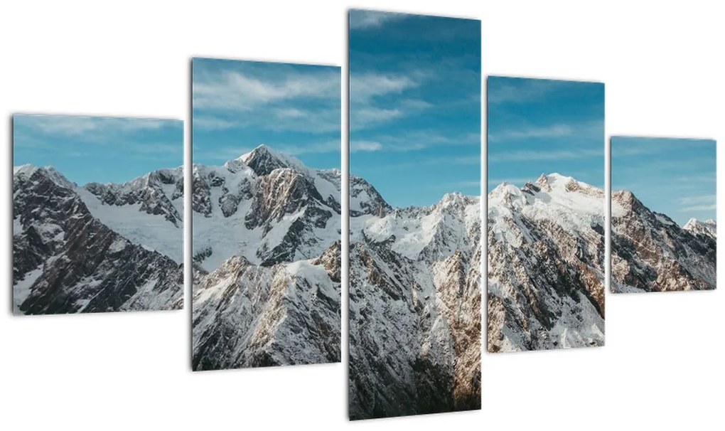 Obraz ośnieżonych szczytów, Fiordland (125x70 cm)