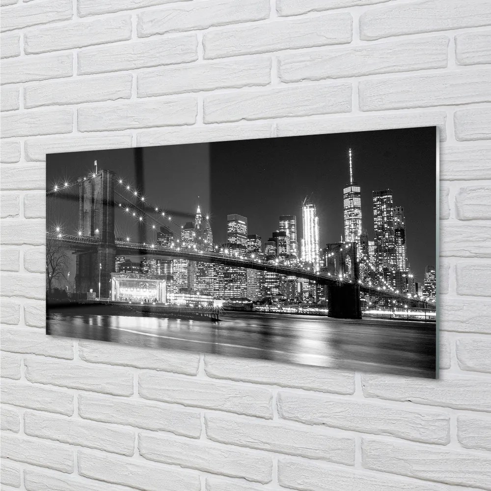 Panel szklany do Kuchni Nocna Panorama Mostu i Miasta