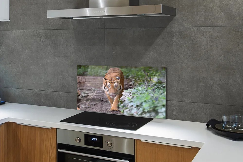 Szkło Ozdobne do Kuchni Tygrys w Cieniu Drzew