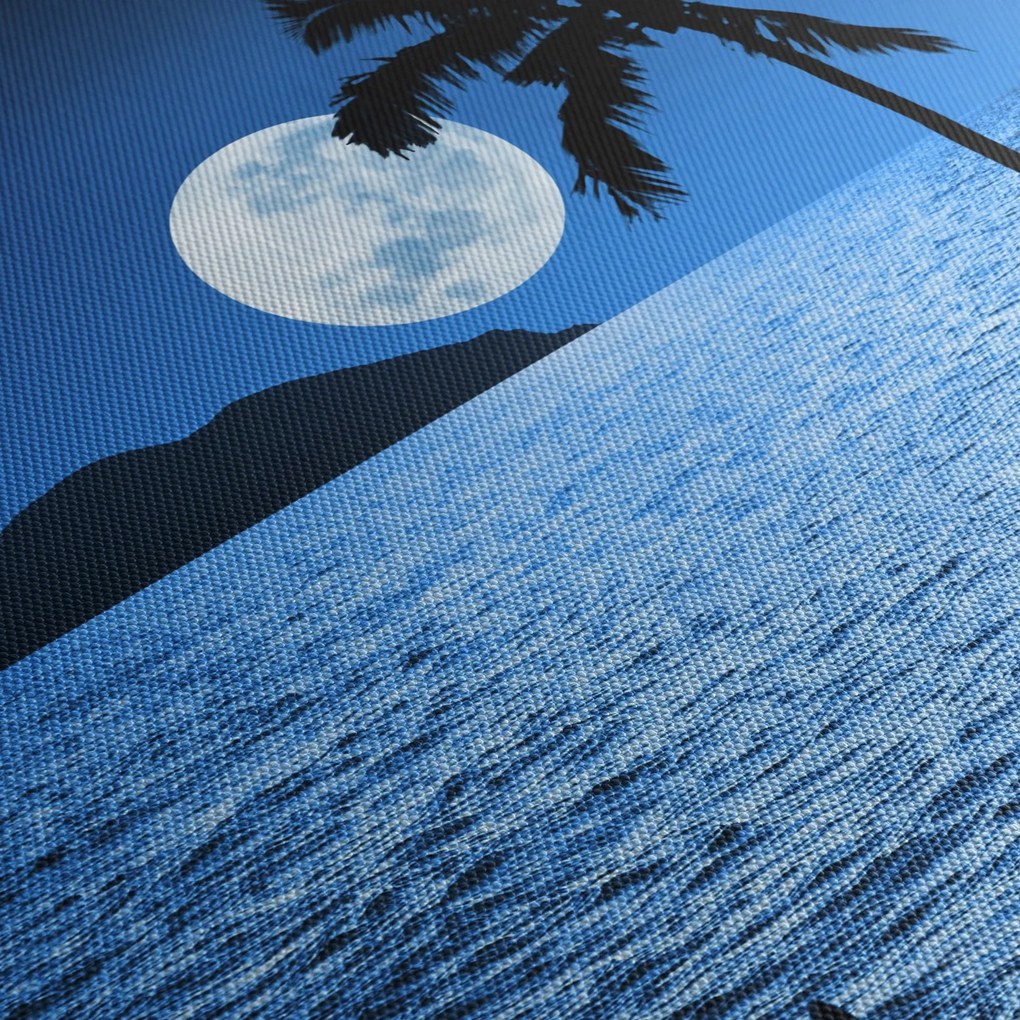 Obraz - Księżyc nad poziomem morza (z zegarem) (90x30 cm)