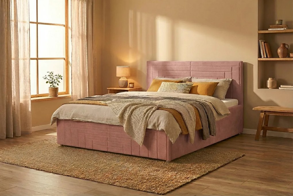 Łóżko FILI 180x200 cm Różowy Bez materaca