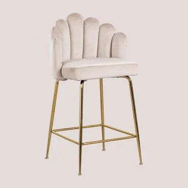 Zestaw 2 Aksamitnych Wysokich Stołków Markina Beige Crema & ↑65 Cm - Sklum