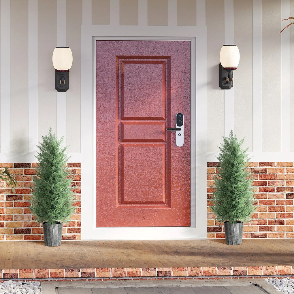 HOMCOM Zestaw 2 szt. Sztuczne drzewa cyprysowe duże 90cm Roślina sztuczna, plastik Sztuczne rośliny w doniczce 15 x 15 x 90 cm Zielony | Aosom PL