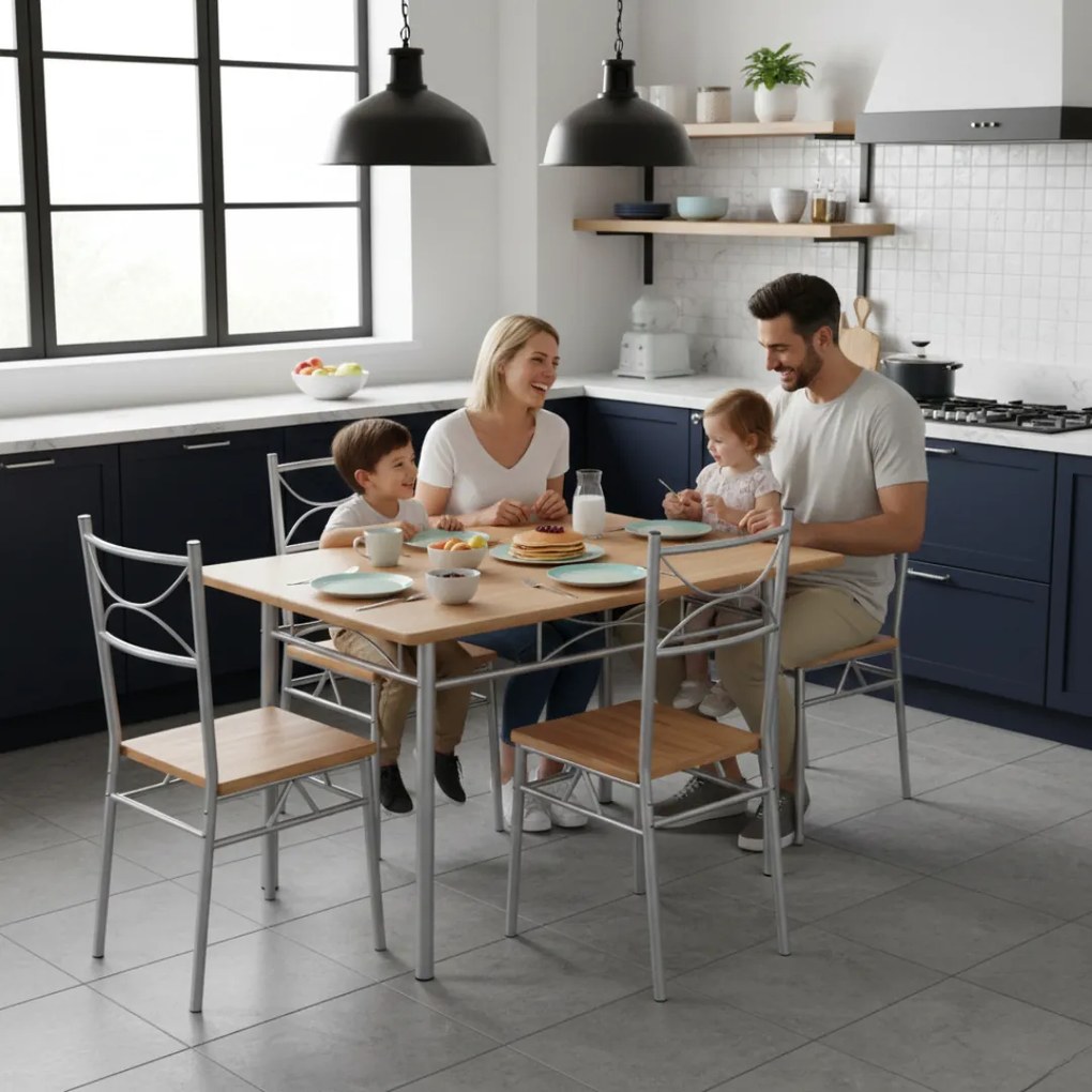 Zestaw jadalniany PAUL, 5 części, naturalny brąz Casaria