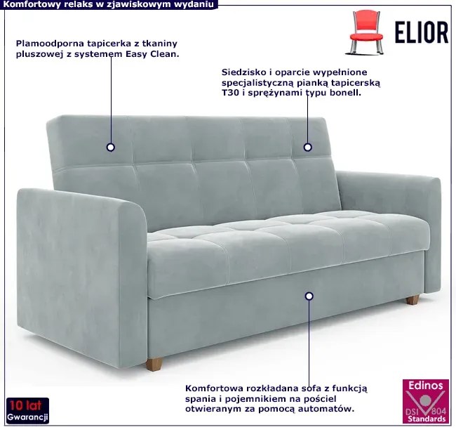 Popielata wersalka rozkładana B5-G58