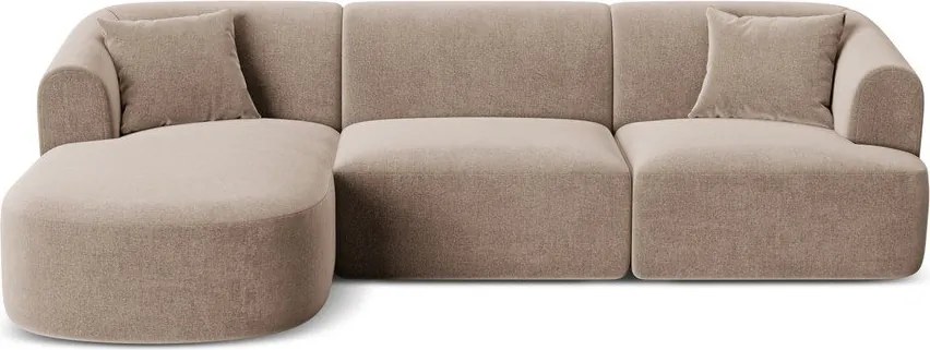 Jasnobrązowy aksamitny narożnik (lewostronny/z szezlongiem) Campi – Cosmopolitan Design