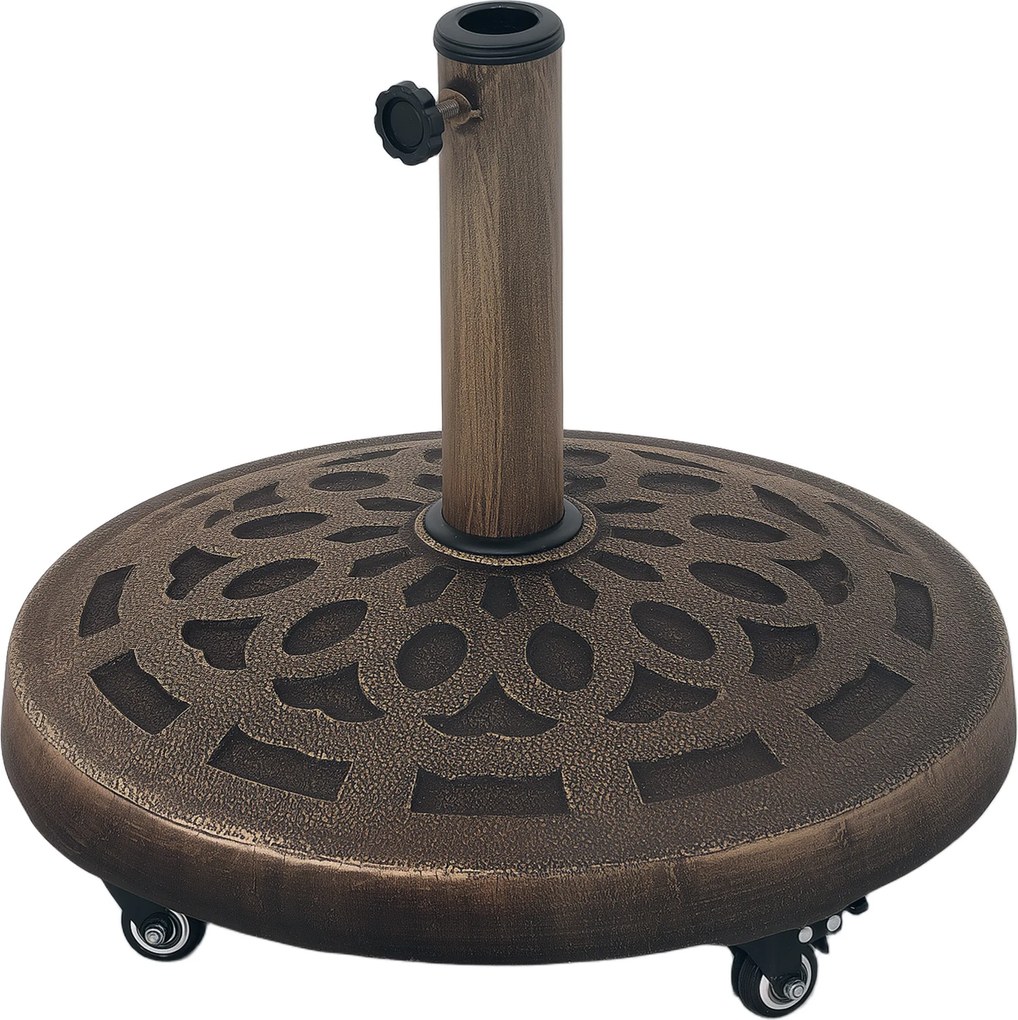 Outsunny Betonowa Podstawa do Parasola na Kółkach, Okrągły Stojak na Parasol 34/38/48mm