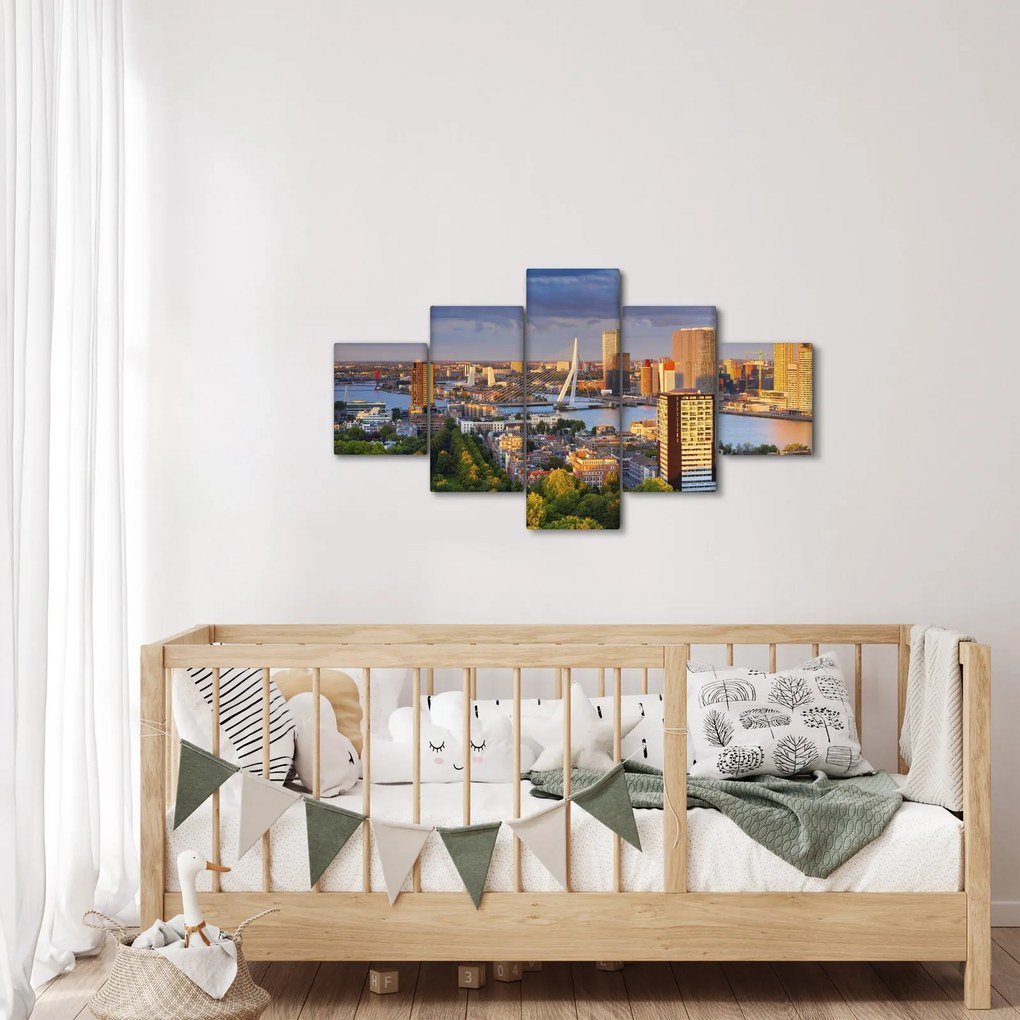 Obraz - Panorama Rotterdamu, Holandia (125x70 cm)