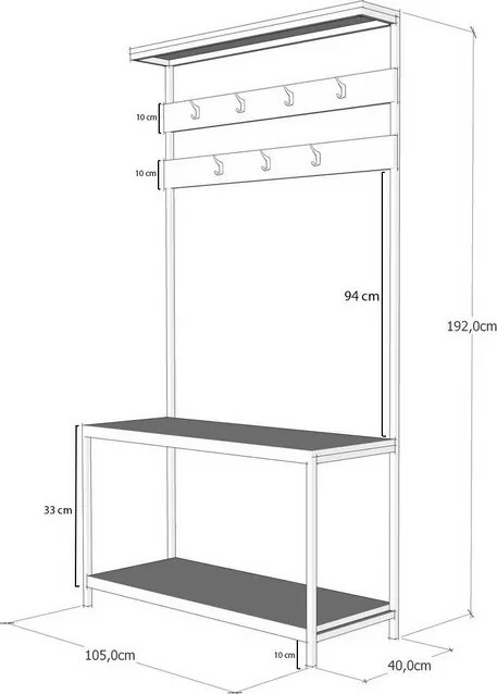 Wieszak z półką Girne Black and Pine