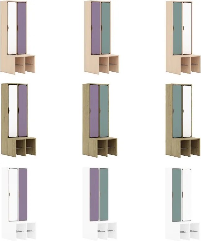 Szafka przedszkolna do szatni 2-osobowa z drzwiczkami pełnymi Blox Colours Mix, index SZT-2R-A-D-A