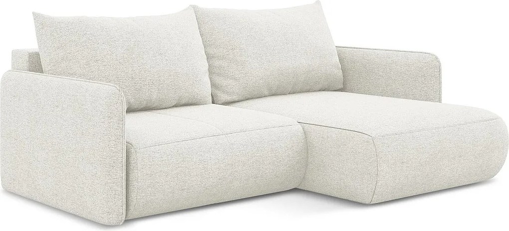 Narożnik prawostronny z funkcją spania - z tkaniny szenilowej - biały - NANEA