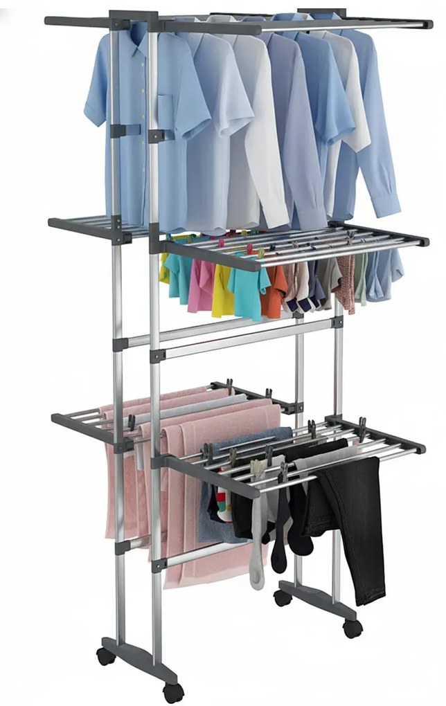Trzypoziomowa mobilna suszarka na pranie F8-E71