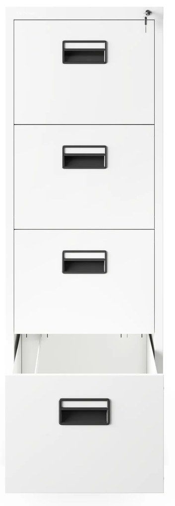 Szafa kartotekowa metalowa z 4 szufladami biała, 460x1320x620 mm: SARA