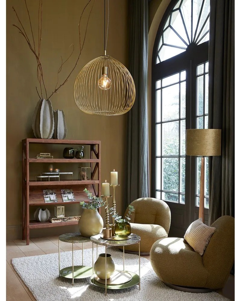 Zielony fotel z materiału bouclé Gumaca – Light &amp; Living