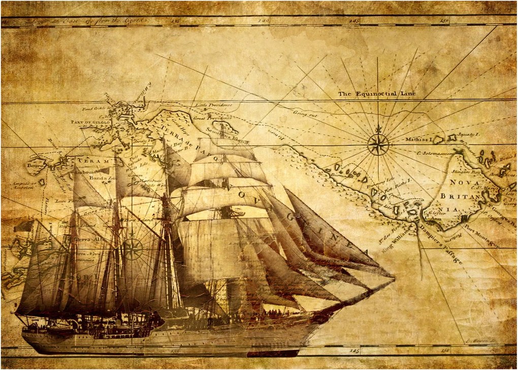 Obraz - Stara mapa (70x50 cm)
