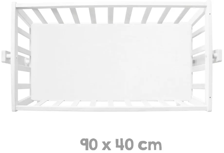 Biała kołyska na kółkach z baldachimem 40x90 cm Adam & Eule – Roba