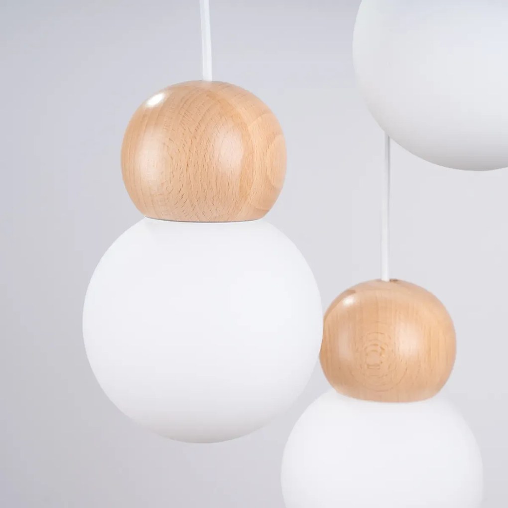 Lampa wisząca PEKKA 3P biała/naturalne drewno SOLLUX  LIGHTING