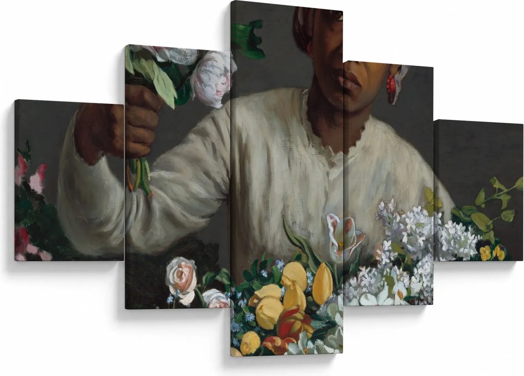 Obraz - Frédéric Bazille, Young Woman with Peonies, reprodukcje (125x70 cm)